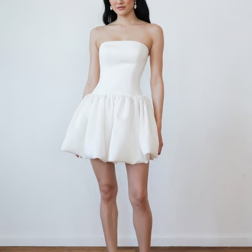 Custom Jenny Yoo Strapless Mini Dress & Neck Scarf